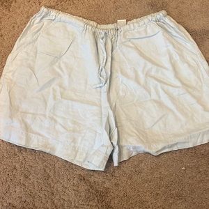 Ice Blue Linen Drawstring Shorts